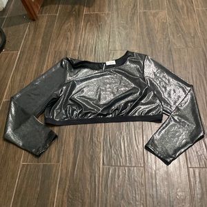 Torrid cropped shimmery metallic long sleeve top
